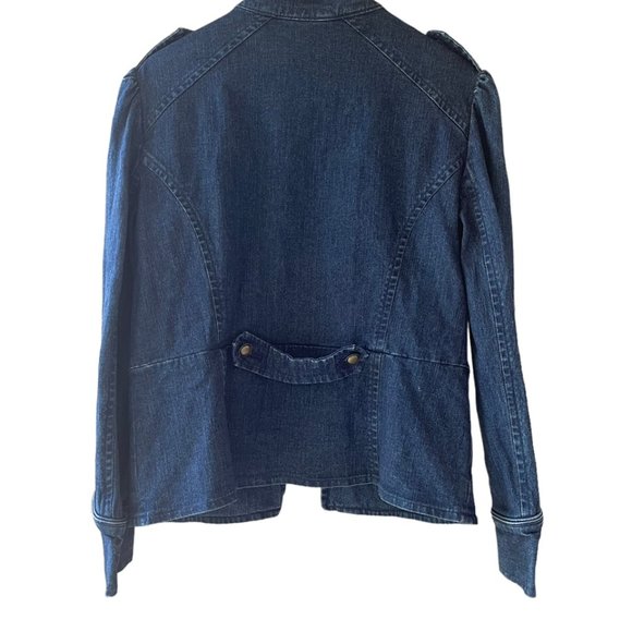 Women's Blue Military Jean Jacket - Picture 8 of 8
